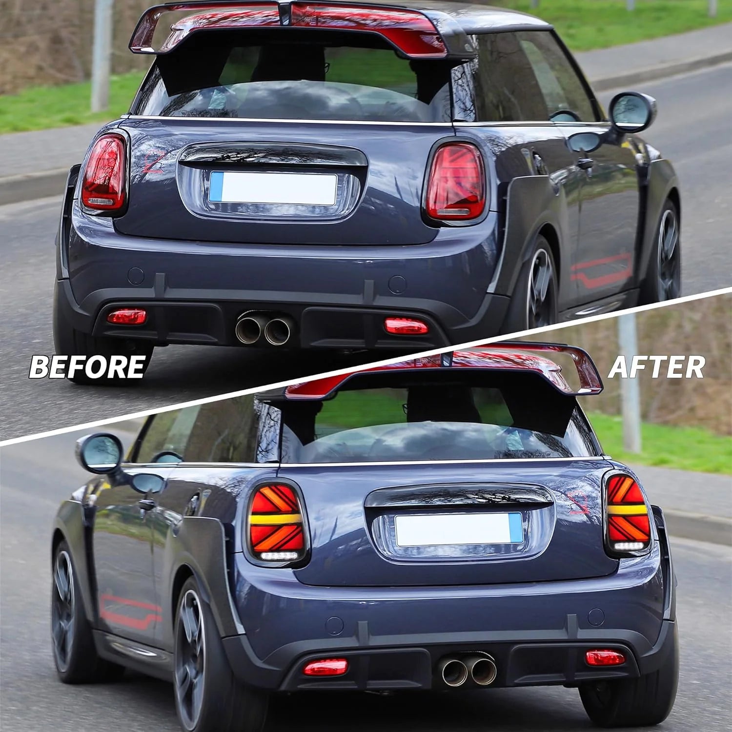 BMW Mini Cooper Hatch F55 F56 F57 Full LED Taillights Black Trim 2014 - 2019